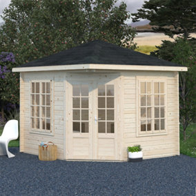 Palmako Melanie 6.9m² Corner Summer House - 2.8m x 2.8m - Double Glazed Garden Log Cabin