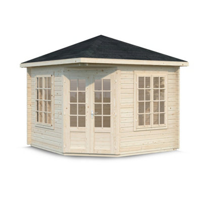Palmako Melanie 6.9m² Corner Summer House - 2.8m x 2.8m - Double Glazed Garden Log Cabin - 4