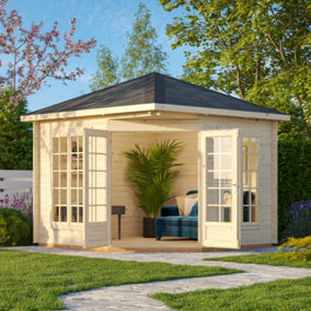 Palmako Melanie 7m² Corner Summer House - 2.8m x 2.8m - Glazed Glass Garden Log Cabin