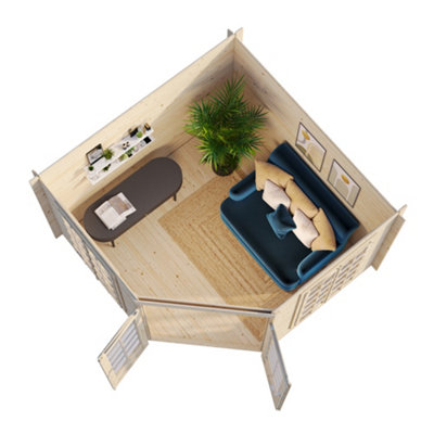 Palmako Melanie 7m² Corner Summer House - 2.8m x 2.8m - Glazed Glass Garden Log Cabin - 5