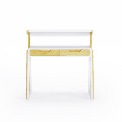 Palmer Adjustable Office Desk in White / Oak