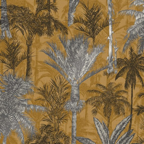 Palmetto Tropical Wallpaper In Yellow