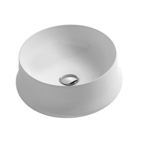 Palo Gloss White Ceramic Round Counter Top Basin (W)420mm