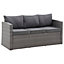 Paloma 4 Piece Outdoor Sofa Grey  Rattan Garden Set with Ottoman Chest Storage Tables Dark Grey Cushions