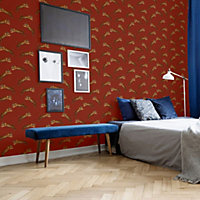Paloma Home Pouncing Tiger Wallpaper Red (921600)