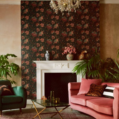 Paloma Home Vintage Botanicals Wallpaper Black (921602) DIY at B&Q