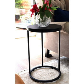 Paloma Round Side/End Table, Matte Black Tops and Base
