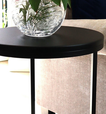 Paloma Round Side/End Table, Matte Black Tops and Base
