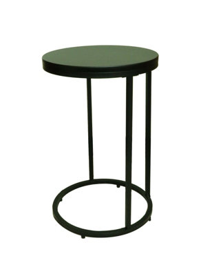 Paloma Round Side/End Table, Matte Black Tops and Base