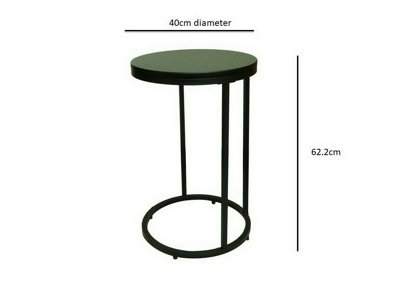 Paloma Round Side/End Table, Matte Black Tops and Base