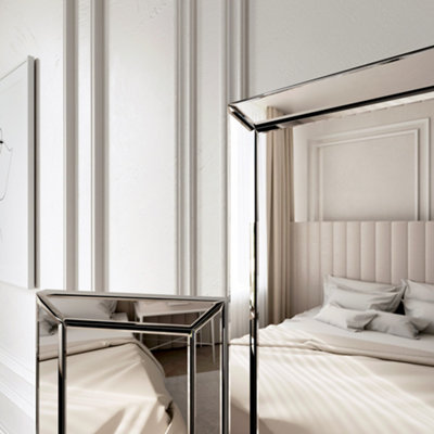 Paloma x Ivy Silver Mirrored Dressing Table with Tri-Fold Mirror