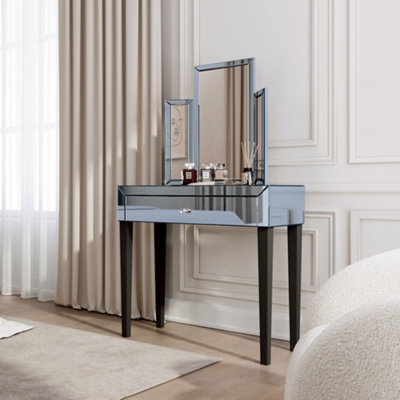 Paloma x Laguna Grey Mirrored Dressing Table with Tri-Fold Mirror