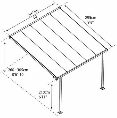 Palram - Canopia Tuscany Patio Cover Aluminium 3x3.05 - Grey | DIY at B&Q