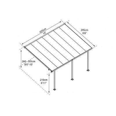 Palram - Canopia Tuscany Patio Cover Aluminium 3x4.25 - Grey | DIY at B&Q