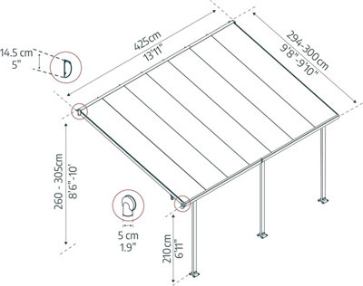Palram - Canopia Tuscany Patio Cover Aluminium 3x4.25 - Grey - 8