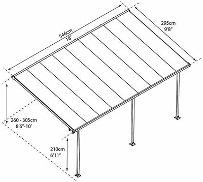 Palram - Canopia Tuscany Patio Cover Aluminium 3x5.46 - Grey