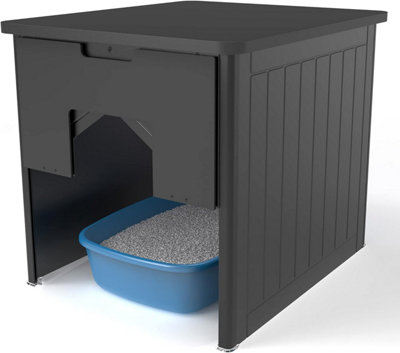 Palram Catshire Enclosed Cat Litter Box Furniture Hidden, Litter Tray for Cats, Pet House Enclosure Black Price Comparisons | Compare The Build