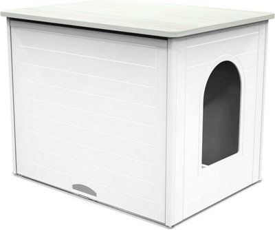 Palram Tiger Double Cat Litter Box Furniture Hidden, XL Pet House Enclosure, Side Table for Large Cats with Hidden Flip Up Door
