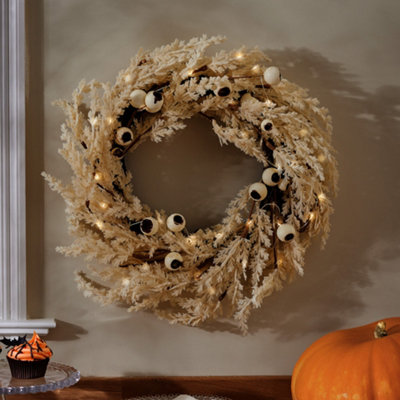 Pampas Pre-Lit Front Door Halloween Decorations Halloween Wreath 55cm