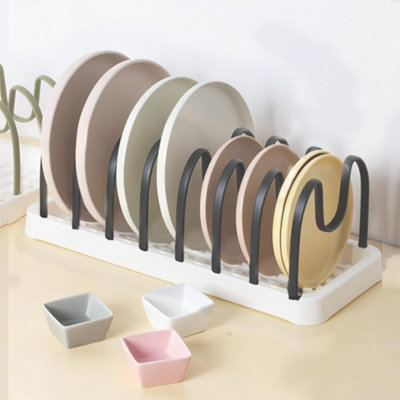 Pan Lid Holder and Plate Organiser Rack Durable Plastic Vertical ...