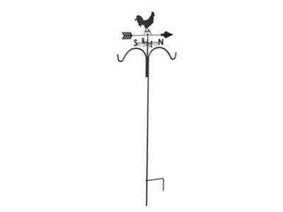 Panacea Rooster Double Weathervane Shepherd Hook Bird Feeder 213cm