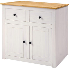 Panama 2 Door 2 Drawer Sideboard in White and Natural Wax Finish