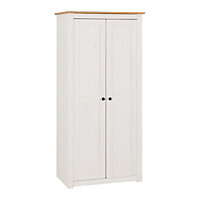 Panama 2 Door Wardrobe in White and Natural Wax Finish