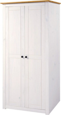 Panama 2 Door Wardrobe in White and Natural Wax Finish