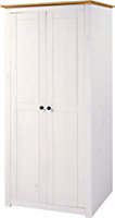 Panama 2 Door Wardrobe - L50 x W80 x H171.5 cm - White/Natural Wax