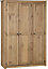 Panama 3 Door Wardrobe - L50 x W118 x H175 cm - Natural Wax