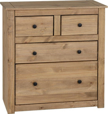 Panama 4 Drawer 2+2 Chest Of Drawers in Waxed Pine Finish