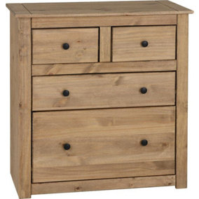 Panama 4 Drawer 2+2 Chest Of Drawers in Waxed Pine Finish