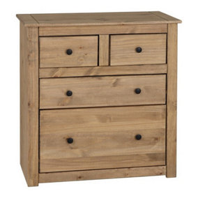 Panama 4 Drawer 2+2 Chest Of Drawers in Waxed Pine Finish