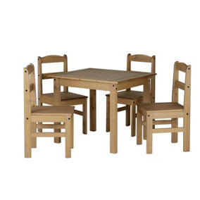 Panama 4 Seat Dining Set in Waxed Pine