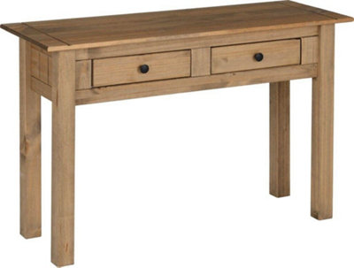 Panama Console Table 2 Drawer Natural Wax Finish