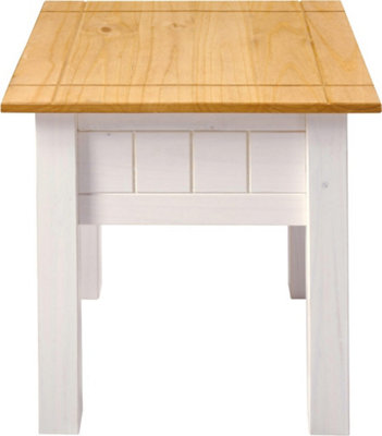 Panama Lamp End Table in White and Natural Wax Finish