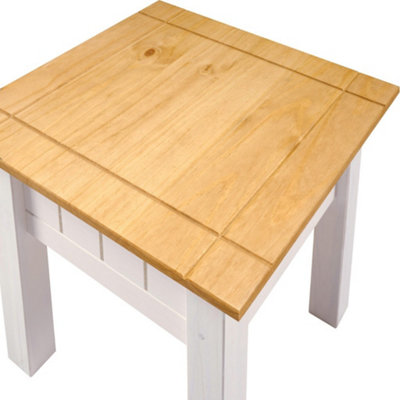 Panama Lamp End Table in White and Natural Wax Finish