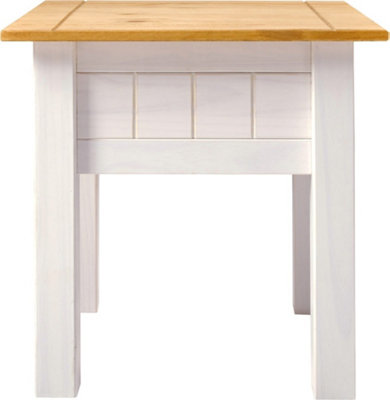 Panama Lamp End Table in White and Natural Wax Finish