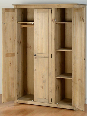 PANAMA NATURAL WAX PINE 3 DOOR WARDROBE