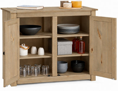 Panama Sideboard 2 Door Solid Pine Wood with Waxed Oak Finish