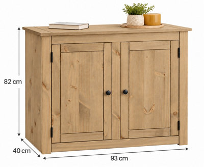 Panama Sideboard 2 Door Solid Pine Wood with Waxed Oak Finish