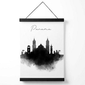 Panama Watercolour Skyline City Medium Poster with Black Hanger