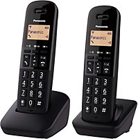 Panasonic Big Button DECT Cordless Telephone(Pack of 2), Black, KX-TGB612EB