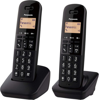 Panasonic Big Button DECT Cordless Telephone(Pack of 2), Black, KX-TGB612EB