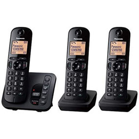 Panasonic DECT Cordless Phone, Easy-to-Read Backlit Display, (Pack of 3), KX-TGC223EB