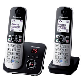 Panasonic DECT Cordless Telephone Set with Answer Machine, (Pack of 2), KX-TG6822EB