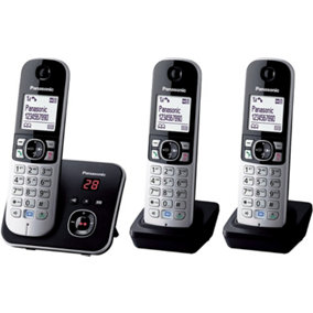 Panasonic DECT Cordless Telephone Set with Answer Machine,(Pack of 3), KX-TG6823EB