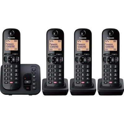Panasonic KX-TGC264EB Digital Cordless Phone with Answering Machine - Quad Pack