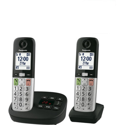Panasonic KX-TGU432EB Black Digital Cordless Phone, Answering Machine, 2 Handsets Includes Free Gift