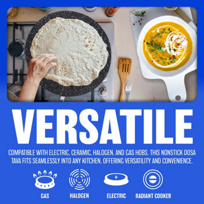 Pancake Fry Pan Non Stick Roti Tawa 26cm Heat Concave Dosa Crepe ...